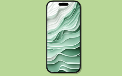 Layered Abstract Green and White Flowing Curves